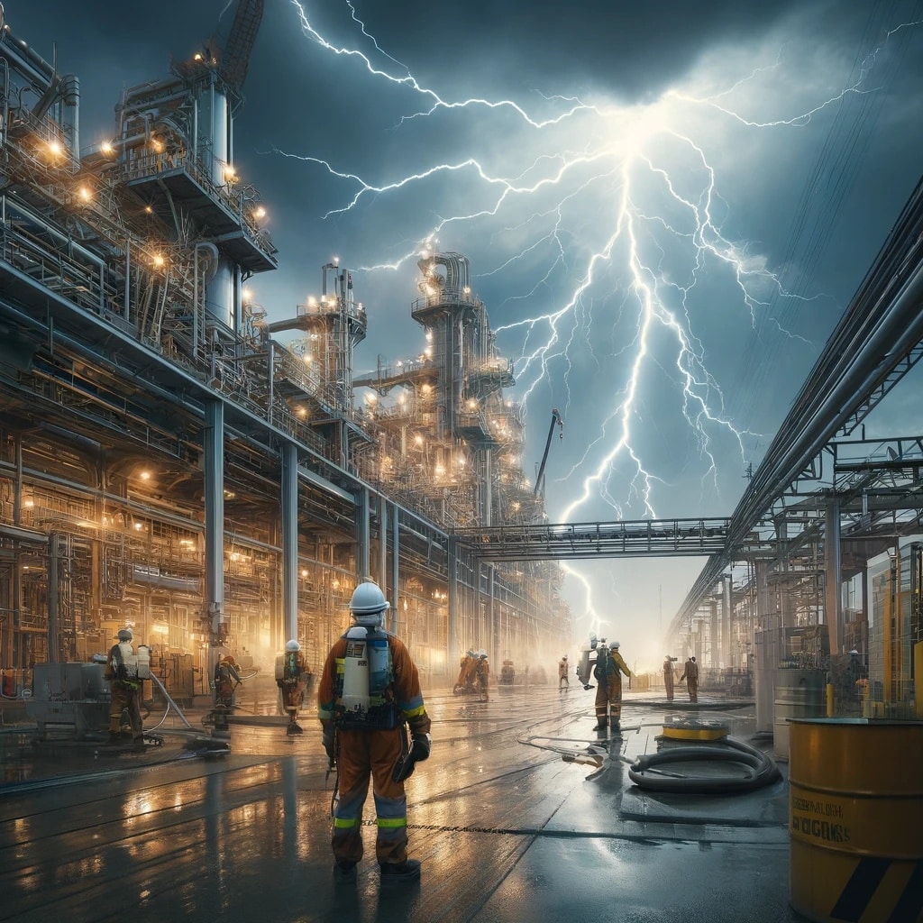 Lightning at Industrial Plant