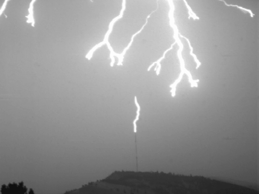 Upward Streamer and Downward Leader Activity in a Lightning Strike